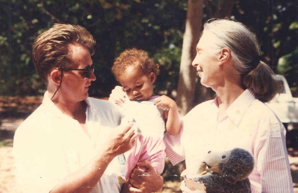 Angel van Lawick with father Hugo Eric Louis Van Lawick and grandmother Jane Goodall